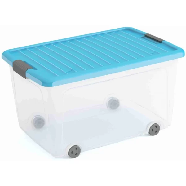 Keter KIS – Rollenbox Mit Deckel – L – Transparent/blau 1